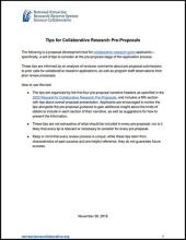 Tips for Collaborative Research Pre-Proposals